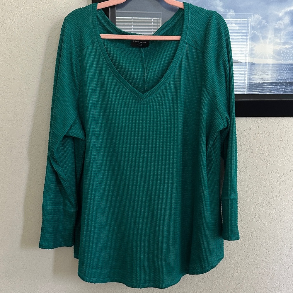 Lane Bryant Waffle Long Sleeve V-Neck Top 18/20